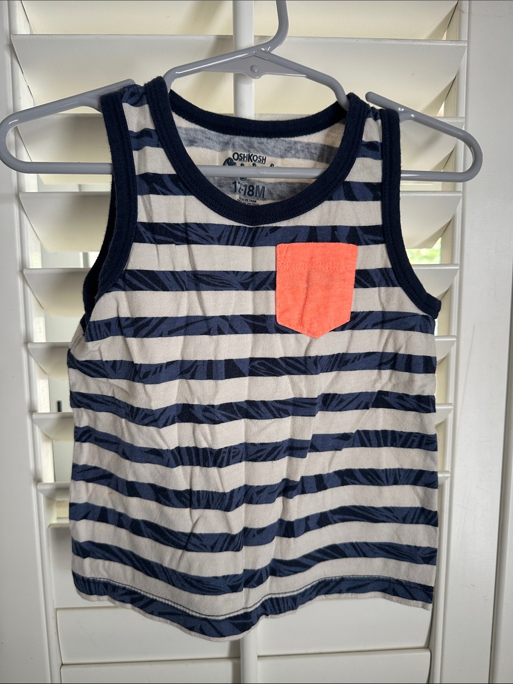 OshKosh B'gosh Striped Tropical Tank with Coral Pocket Toddler 12-18 Months